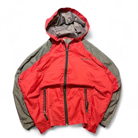 Billabong Red and Gray Windbreaker Zip Up Lightweight Sz XL fits L Distressed - Picture 1 of 6